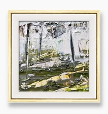 Tropical Green Palette Artwork • Bali Rice Field Textured Landscape Original Art