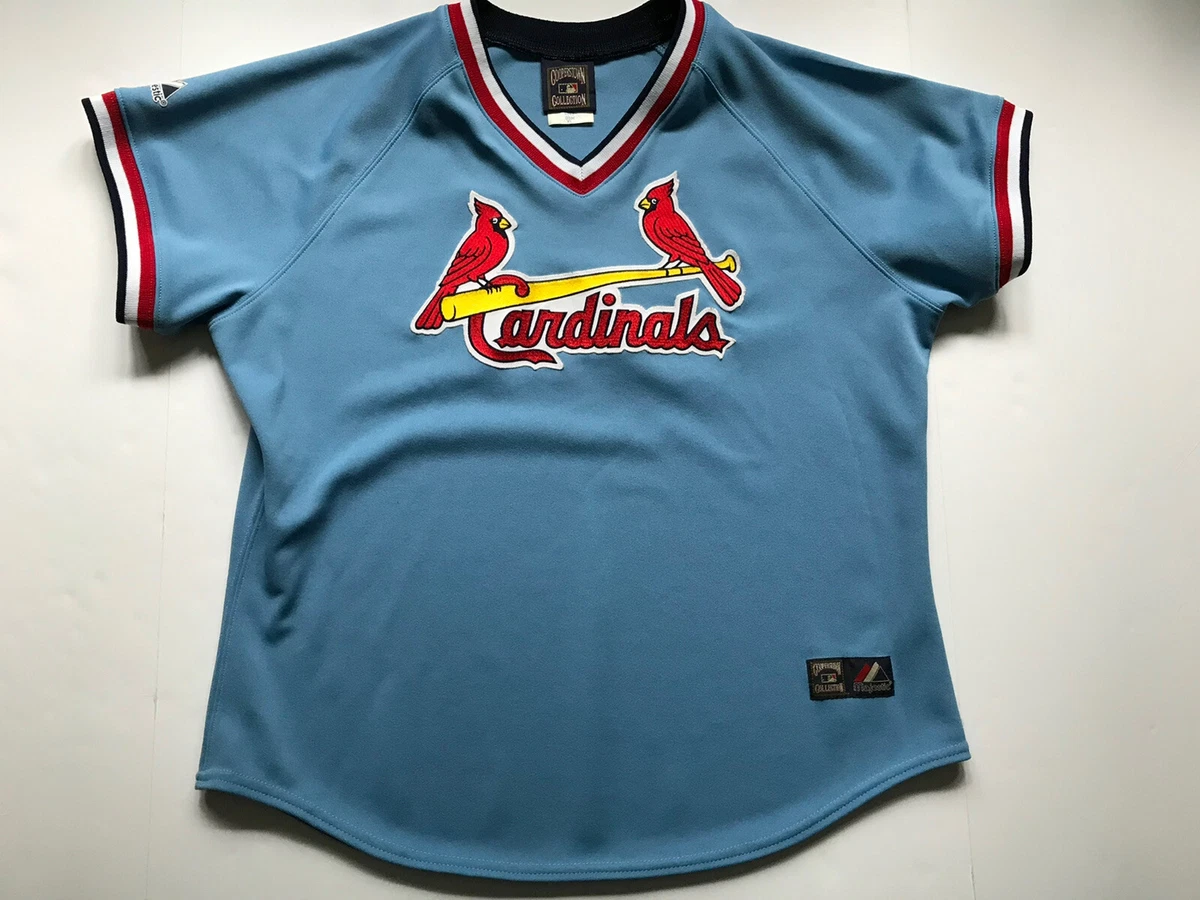 St. Louis Cardinals Jersey Blue Majestic Throwback Cooperstown 