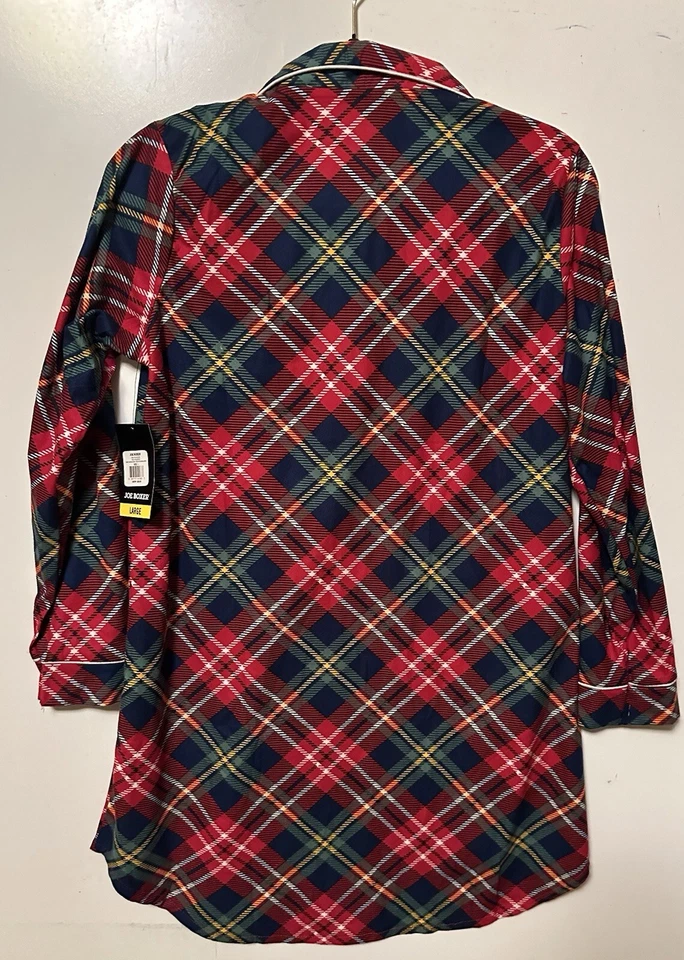 Joe боксера фланелевая рубашка сна женщин L ночное платье смайлик лицо новый - Изображение 2 из 3