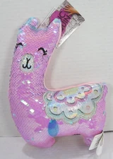 Magic Sequin Sparkle Llama Plush Stuffed Animal 10" Plush Pink color Change Tag