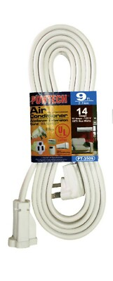 #ad 9ft Heavy Duty Appliance AC Power Electric Extension Cord 14 Gauge 15A UL White $21.49