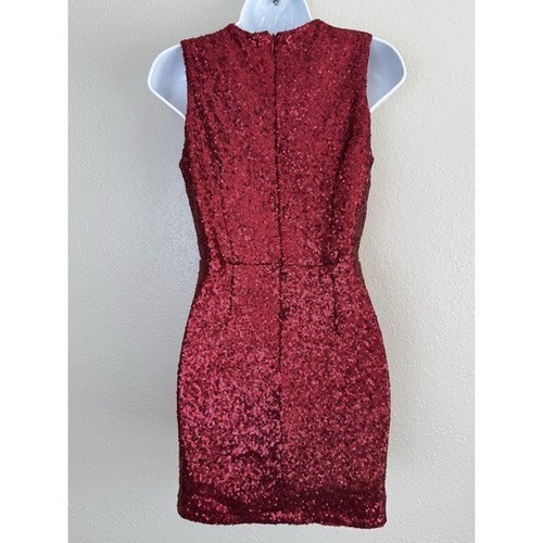 Tobi weinrot Pailletten tief tiefer V-Ausschnitt Minikleid formell S - Bild 5 von 9