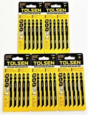 25 TOLSEN T-SHANK JIG SAW BLADES SWISS JIGSAW WOOD PVC 8TPI HCS T111C #76801