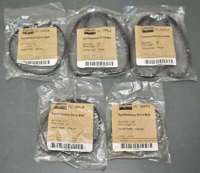 (5) Dayton Synchronous Drive Belt Lot 1DHL2 1DHF3 1DHF6 1DHJ9, Rubber Gearbelt
