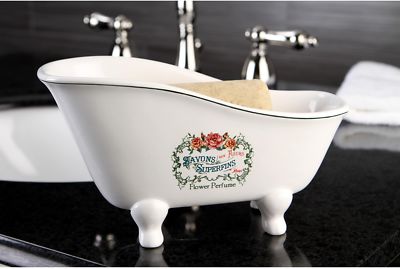 Large Soap Dish ~ Slipper Clawfoot Tub Classic French Design ~ Floral ~ Ceramic