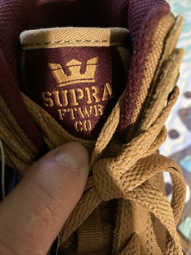 New SUPRA FTWR Co High Top Men’s Tan Size 5 Sneakers Suede New With Tags - Picture 9 of 14