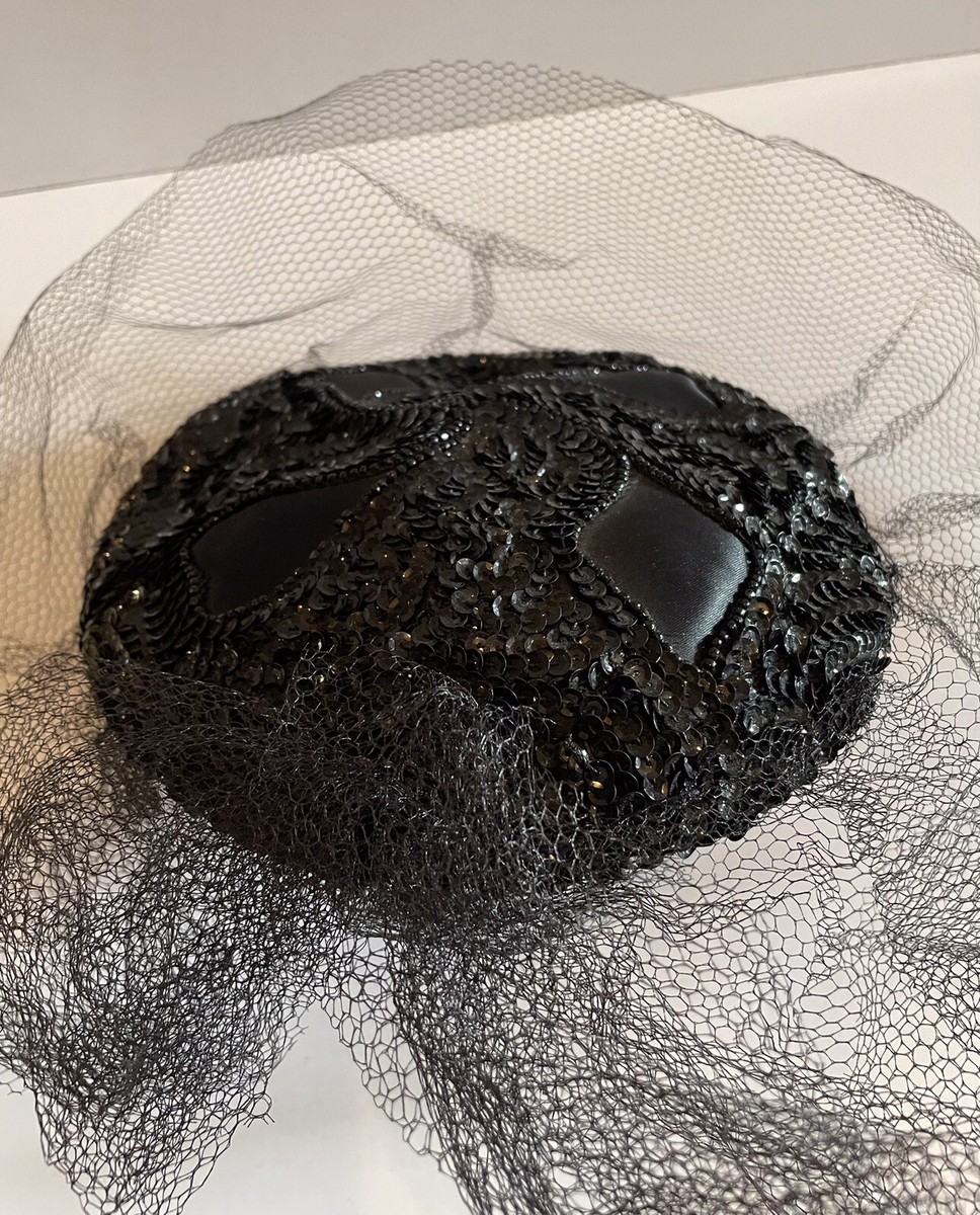 Vintage Beresford Pill Box Hat Black With Veil & Lace Design  display picture 1