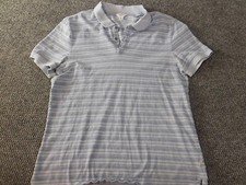 Calvin Klein Mens Polo Shirt Medium blue slim fit striped