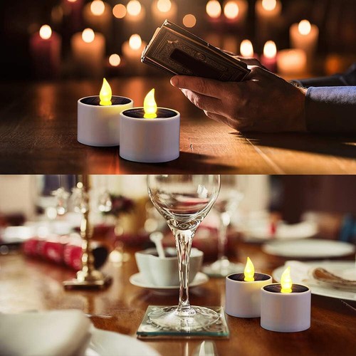 LED Candles Solar Powered Rechargeable Flameless Tea Light Flickering Waterproof - Picture 9 of 17