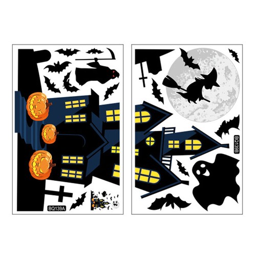 Ghost Bat Witch Window Sticker Halloween Glass Sticker Haunted Electrostatic PVC - Picture 2 of 12
