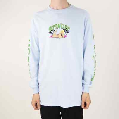 RIPNDIP Nermrider Beach Long Sleeve T-Shirt Light Blue UK