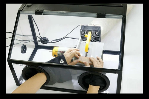 Dust Box 110V 3mm Fully Enclosed Electric Grinding Table Polisher Acrylic Cover - Picture 9 of 13