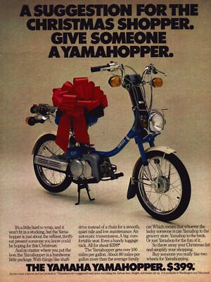 #ad 1979 Yamaha Electric Scooter Print Ad Christmas Gift Red Bow Yamahopper $18.99