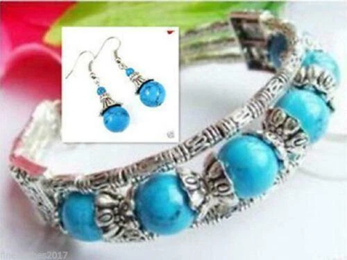 Turquoise Tibetan Silver Costume Bracelets