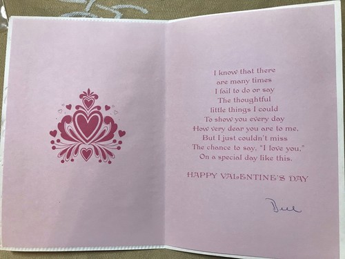 Vintage Valentine's Day CARD for Wife Raised Doves Flowers Used Retired - Picture 2 of 3