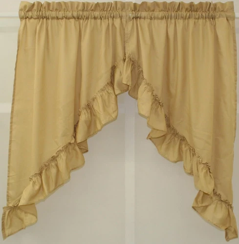Stacey Solid Light Filtering Cafe Curtain Tier or Valance or Swag ALMOND