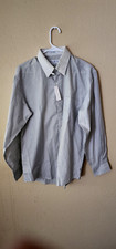 NWT Perry Ellis Portfolio mens button down shirt blue white striped sz 16 32-33