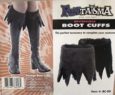 Savage Furry Boot Cuffs Reversible Black or Brown Costume Accessory