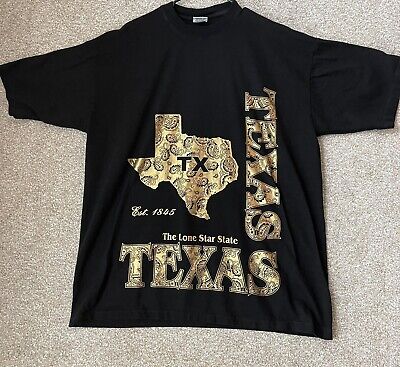 Mens Gold Graphic Print Texas Lone Star State Graphic T Shirt Size 4XL |  eBay