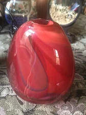 Hand Blown Multicolor Glass Art Vase 5 1/4” Tall,5” Wide