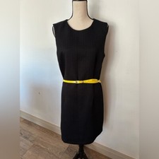 Alfred Sung Size 14 Black Shift Dress Sleeveless Classic Work Office Tweed