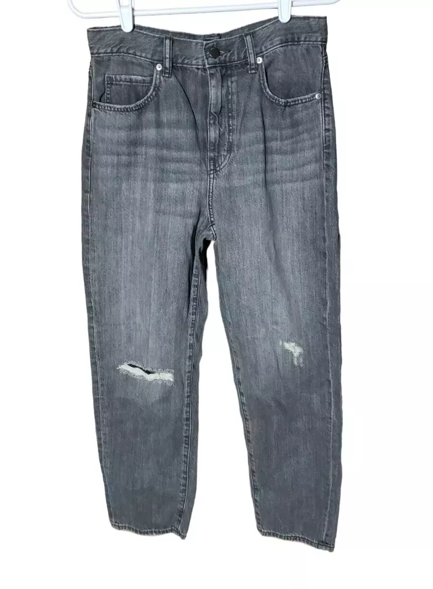 Uniqlo Jeans Womens Size 24 Blue Relaxed Tapered High Rise Pants Distressed eBay