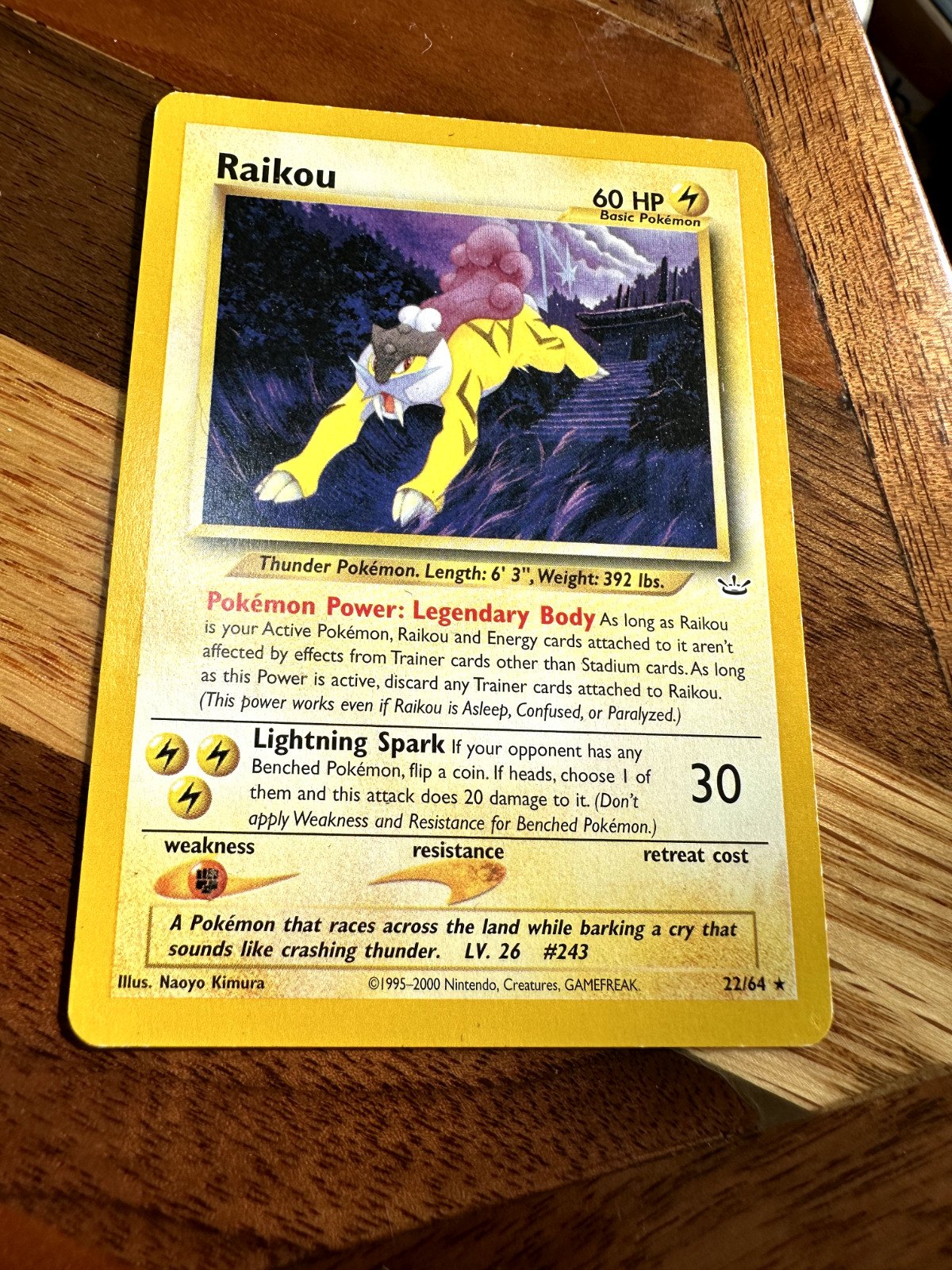 POKéMON Raikou 22/64 Neo Revelation Set. Non Holo Unlimited Rare. Great  Shape!