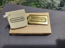 COACH Vintage 7201 BRASS Signature Coach Key Fob Keychain Hangtag NEW NWT NIB