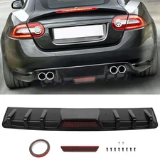 For Jaguar XE XJ XF XFR XJR Matte Black Rear Bumper Diffuser Lip Spoiler 6 Fins