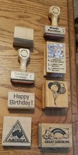 Wood Mounted Teacher Student Classroom Rubber Stamp Bundle Stampers