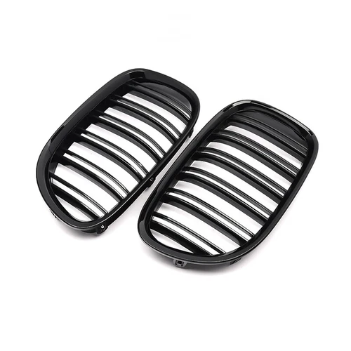 For BMW F01 F02 2009-2015 2Pcs Gloss/Matte Black Dual Slat Front Bumper Grilles - Picture 6 of 17