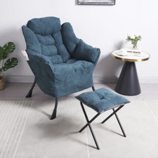 Fabric Lazy Chair with Footstool Relax Lounge Chair Accent Armchair Sofa Chair