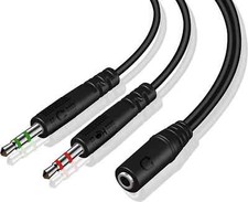 3.5mm Headphone Splitter for PC TRRS Female to TRS Dual Male Jack Y Splitter Aux