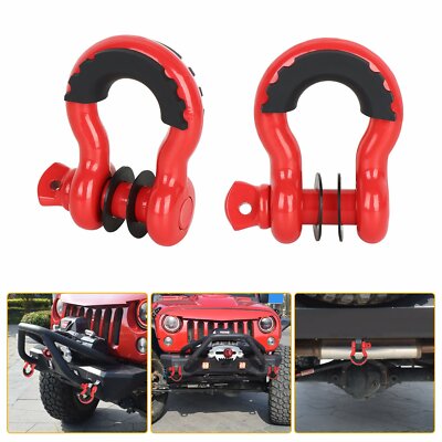 2PCS 3/4'' Strength Shackle D-Ring Set For Tow Strap Winch Offroad SUV Jeep Truck