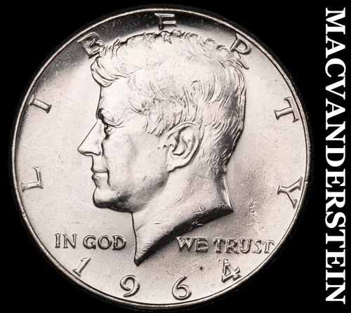 1964 Silver Kennedy Half Dollar - Choice Gem Brilliant Unc  Lustrous  #G8029