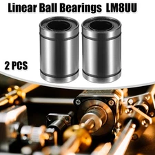 2 Pcs LM12UU 12mm IDx21mm ODx30mm Length Car Linear Ball Bearings Silver Tone
