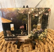 Metal Light Switch Outlet Cover Wall Plate T3 Triple Toggle Floral Garden Party