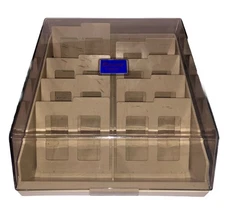 PC Accessories 100 3 1/2" Floppy Disk Vintage Storage Case Smoke Lid Dividers