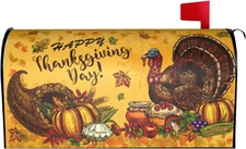 Happy Thanksgiving Day Mailbox Covers Magnetic Standard Size 18" X 21" Fall Seas