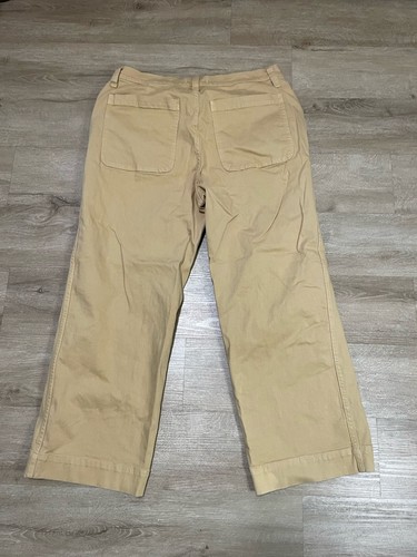 Madewell Pants Womens Sz 32 Khaki Wide Leg High Rise Cropped Canvas Stretch - Picture 2 of 8