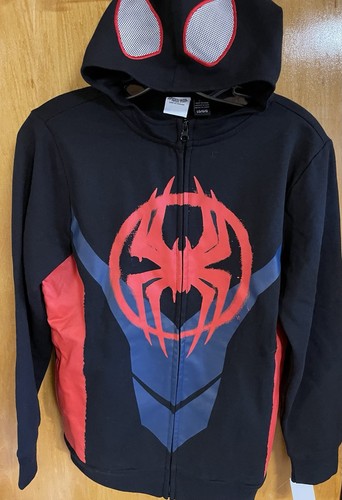 SPIDERMAN, Marvel, Miles, Kids L, Zip Front Hoodie, Mesh Eyes, Black, New Tags - Picture 2 of 19