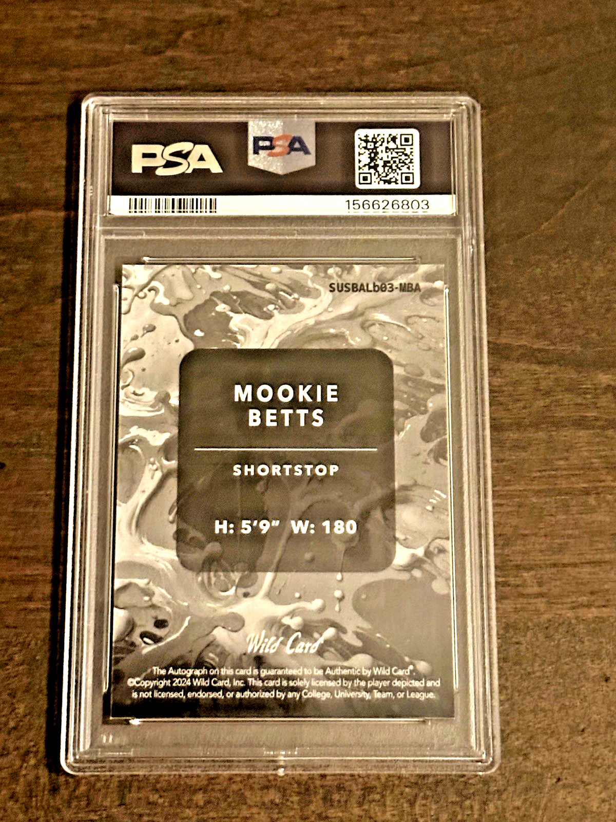 2024 WILD CARD SPLAT BALLOON MOOKIE BETTS AUTO 1/1 PSA 10 view 2