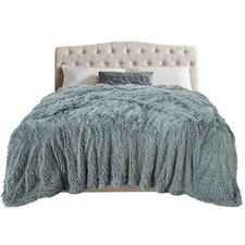 Extra Soft Fuzzy Faux Fur Blanket Twin Size 70"x78", Reversible Lightweight P...