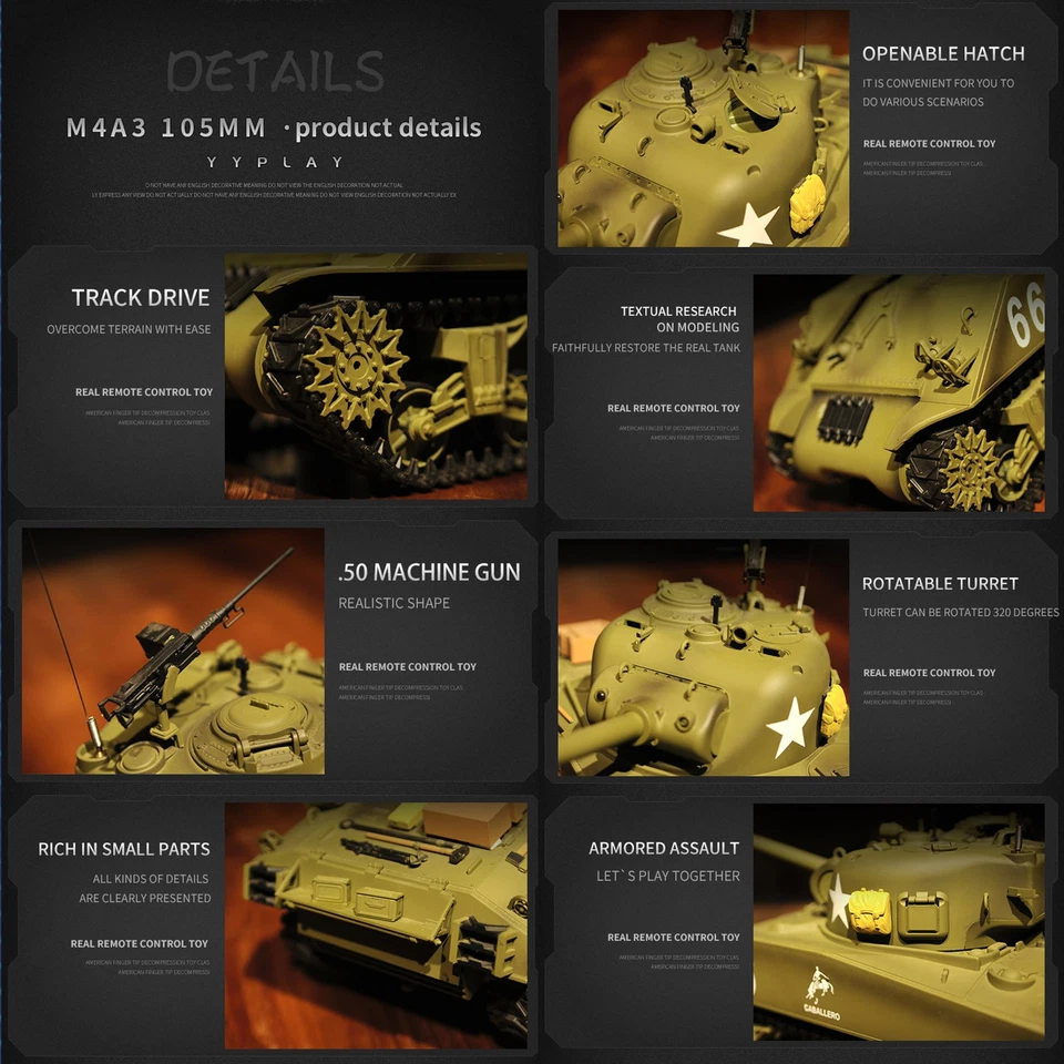 HengLong M4A3 Sherman 1:16 Rc Tank "THE FURY" Smoke Sound BB Gun Infrared 2.4Gml - Image 3 of 4