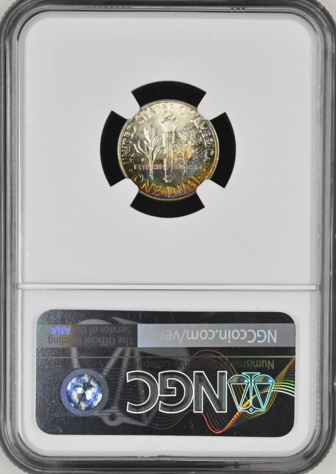1950 Roosevelt Silver 10C NGC MS68 FT Monster Rainbow - Pop 8 The Ultimate Dime! - Image 4 of 4