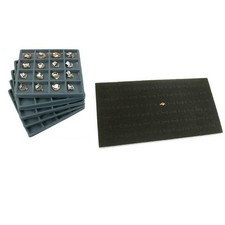 Gray 16 Slot Display Tray insert  Black Ring Foam Jewelry Pad Kit 6 Pcs