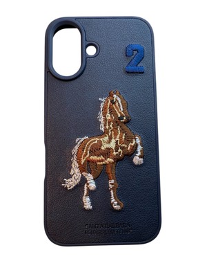 Blue Santa Barbara Polo I Phone  16 Case Leather 3D Embroidery