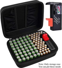 CASE ONLY Battery Organizer Storage Box with Battery Tester, Holds 48 AA 48