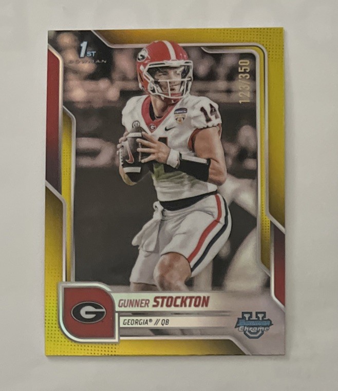 2025 Bowman U Chrome Gunner Stockton 1st True Yellow Refractor /350 Georgia #131