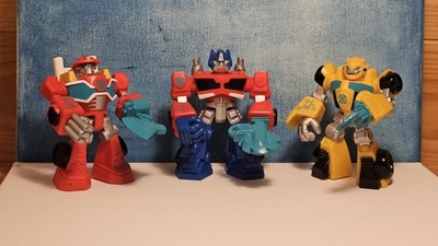 3 Playskool Heroes Transformers Rescue Bots  OPTIMUS PRIME, HEATWAVE, BUMBLE BEE